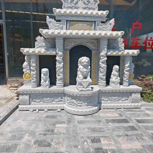 白城芝麻白中国黑石材套墓 花岗岩墓碑